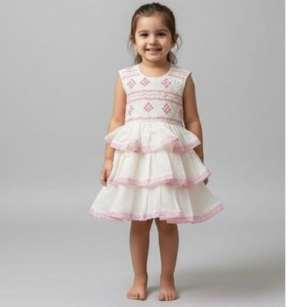 Smocking Embroidery Cotton baby girl's dress 18-24m